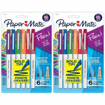 PAPER MATE Flair Felt Tip Pens, Bold Tip 1.2 mm, Assorted Colors, 12PK 2125411